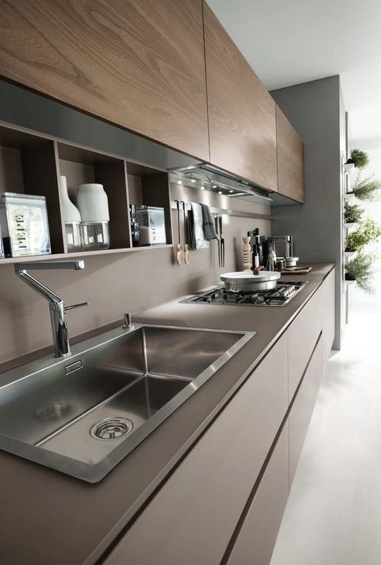 Keukenkast van villa/appartement met superduurzaam MR MDF-materiaal en matgrijze afwerking