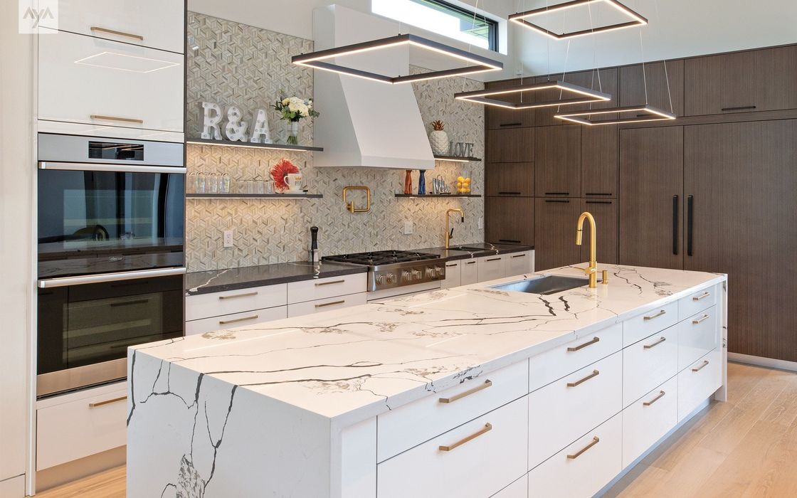 Moderne luxe waterdichte branddichte glans keukenkas met aangepaste fineer kleur