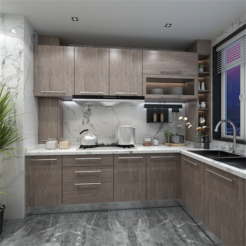 Melamine bord deurmateriaal Keukenkas met platte rand bureau in wit en bruin