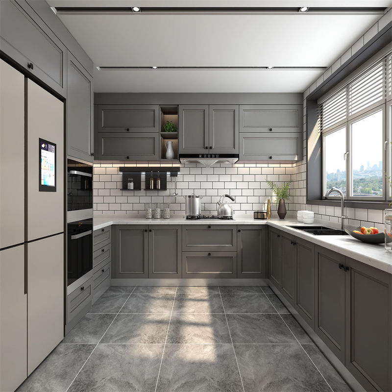 Melamine bord deurmateriaal Keukenkas met platte rand bureau in wit en bruin
