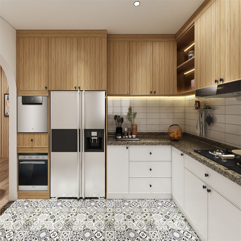 Moderne design YALIG Matte gekleurde houten keukenkasten met laden in wit en zwart