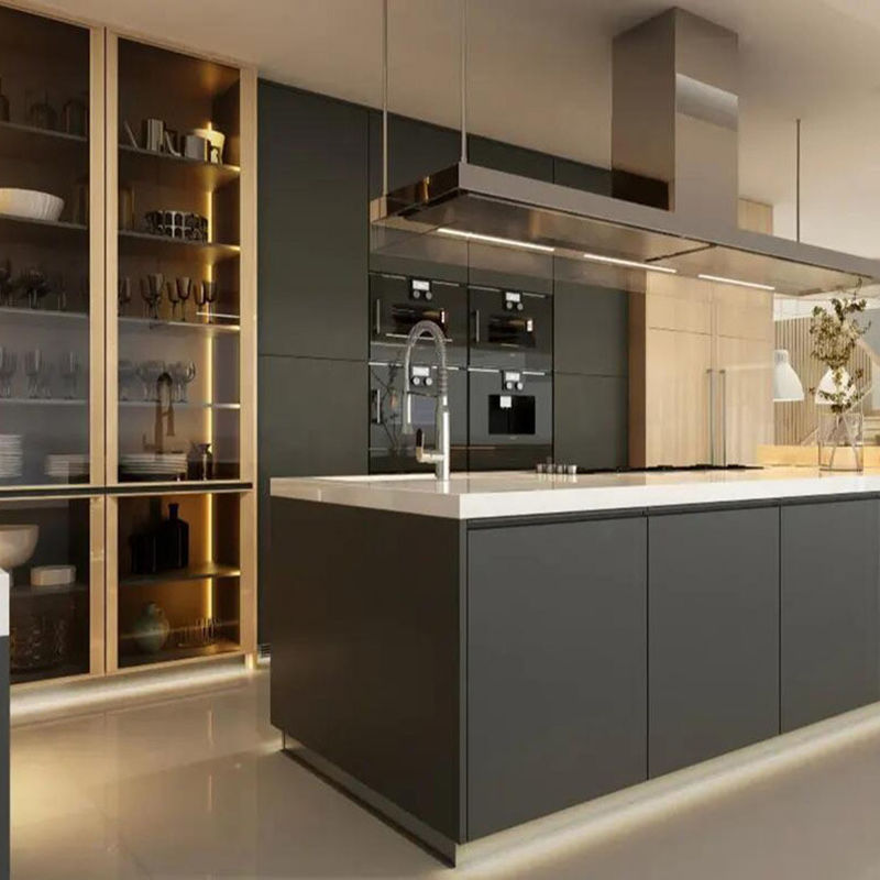 Custom Matte kastmeubelen voor het einde Luxe Villa Modern Design Solid Wood Flat Pack