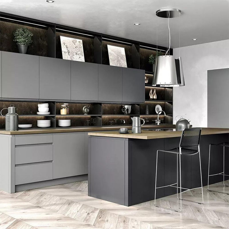 Custom Matte kastmeubelen voor het einde Luxe Villa Modern Design Solid Wood Flat Pack