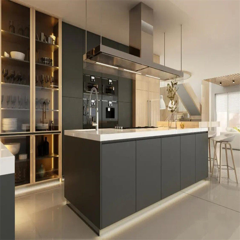YALIG High End Grijs gecompliceerd houten keukenkast met waterdicht en branddicht voordeel
