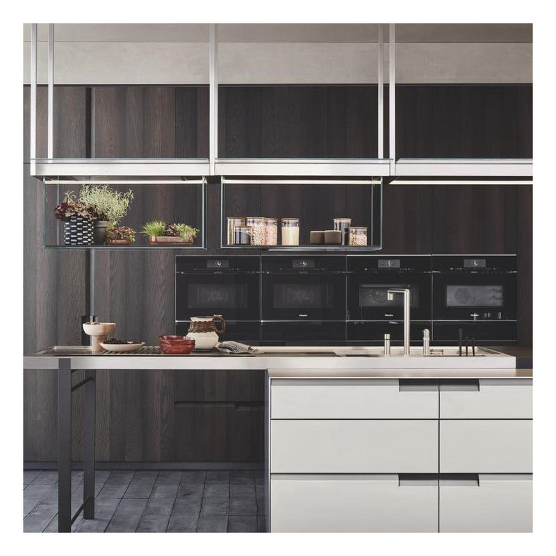 Modulaire keukenkasten 2024 Op maat gemaakte fineerkleur voor moderne houten luxe keuken