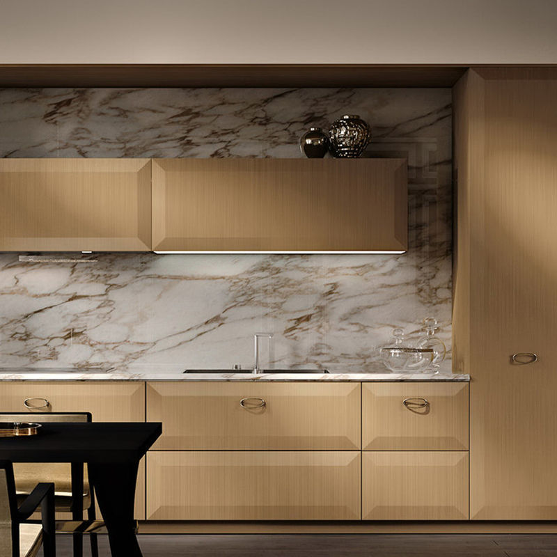Gepersonaliseerde veneer kleur Moderne ontwerp Modulaire massief houten keukenkasten Accessoires