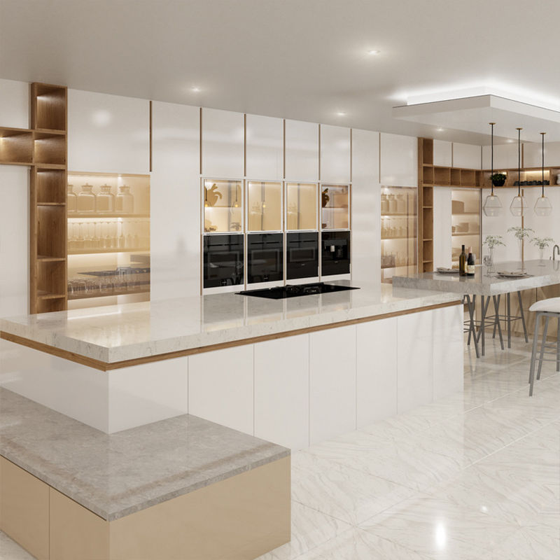 Voordelen Waterdicht Branddicht Europese villa stijl White Shaker Keukenkasten