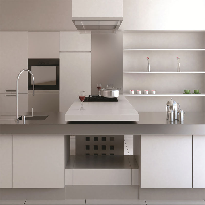 Einde Gepersonaliseerde houten keukenkas met fineer kleur en afvalcontainer accessoires
