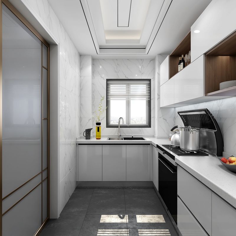 Grijs gelamineerde keukenkasten Interieurs Custom veneer kleur voor renovatie van appartementen