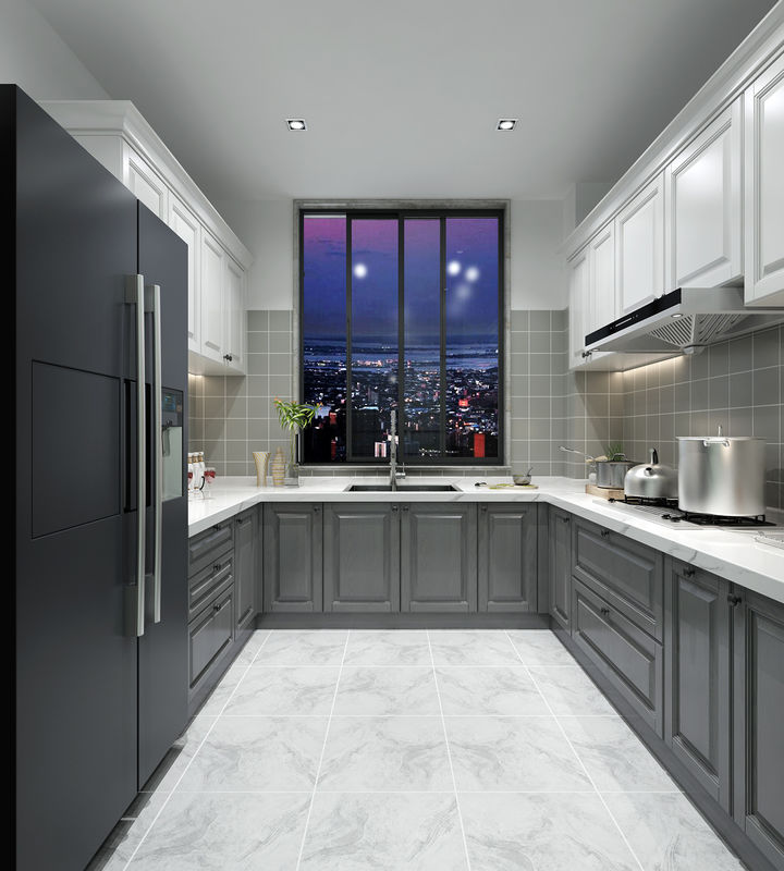 Grijs gelamineerde keukenkasten Interieurs Custom veneer kleur voor renovatie van appartementen