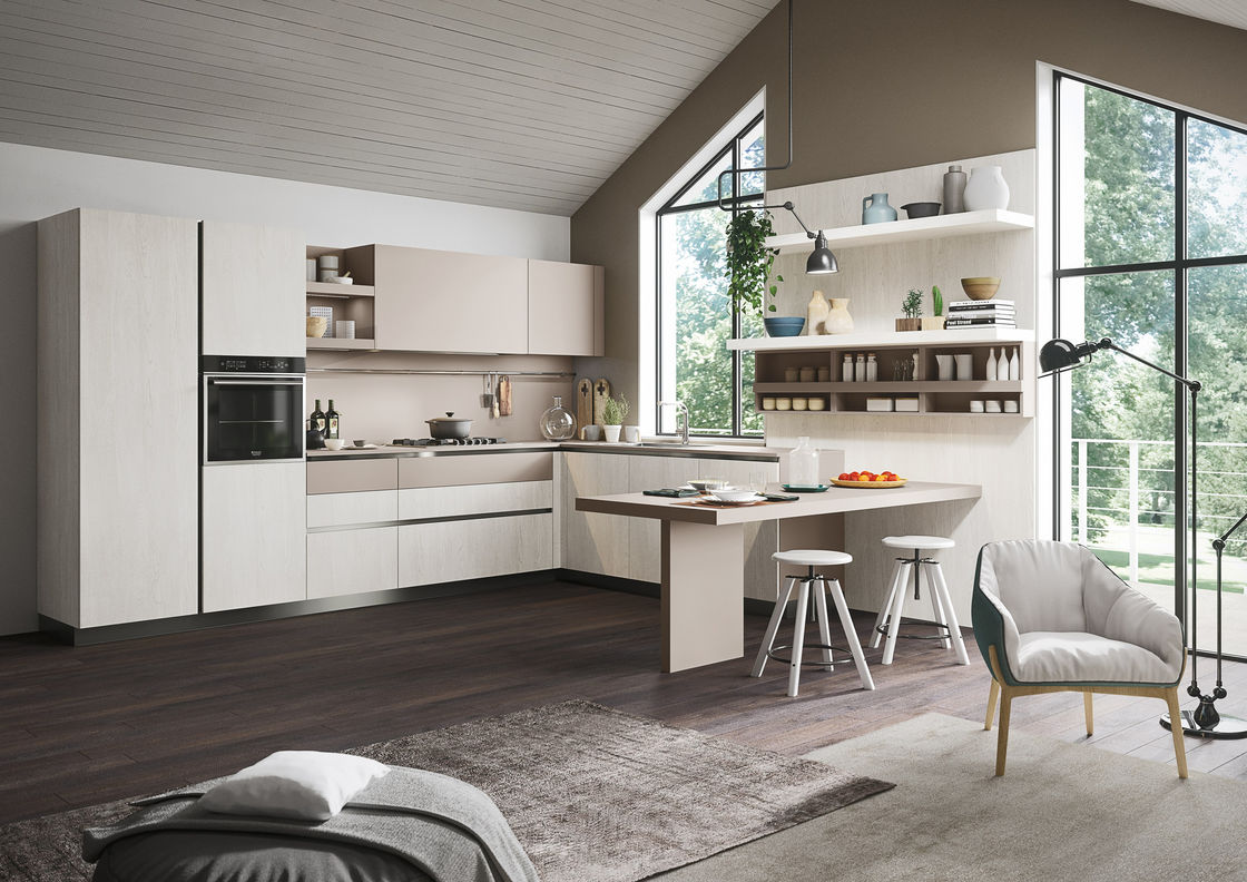 Op maat gemaakt wit houten luxe appartement keukenkasten met afvalcontainer