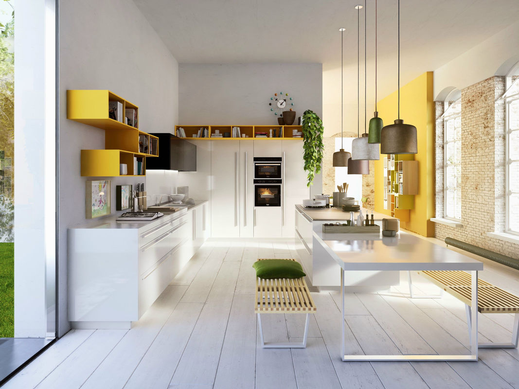 Op maat gemaakt wit houten luxe appartement keukenkasten met afvalcontainer