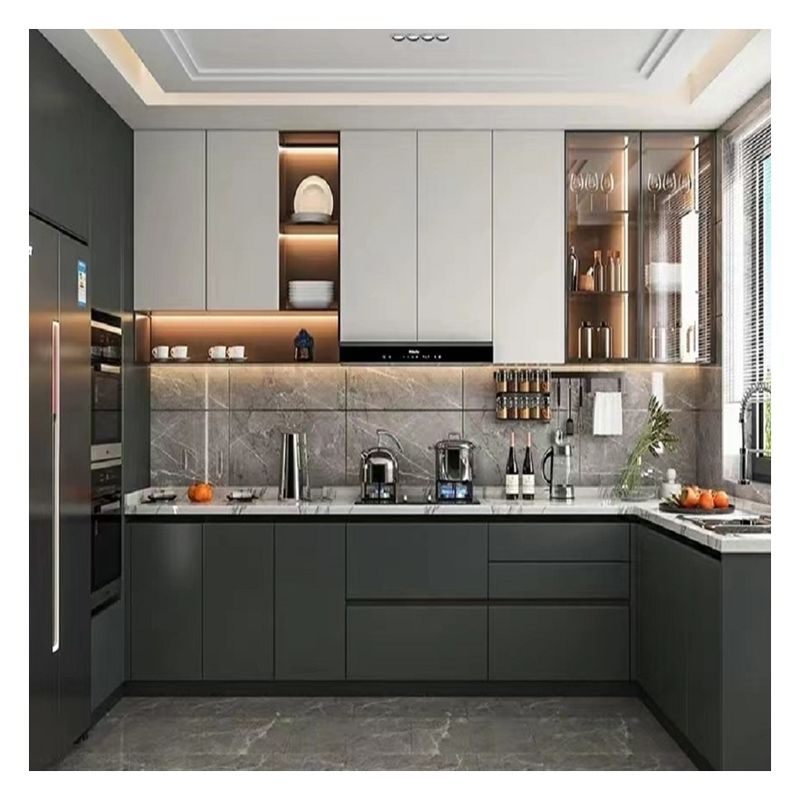 Flat Pack Kitchen Cabinetry Set met moderne handgreep minder ontwerp en accessoires