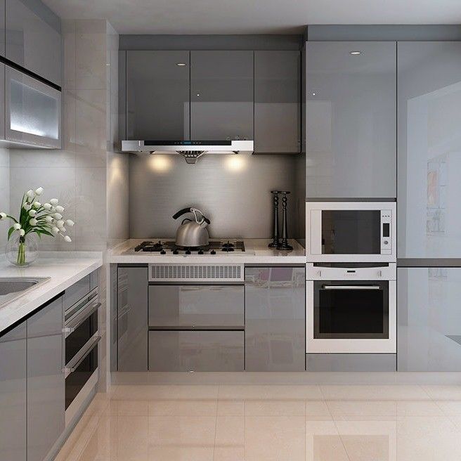 Modern Design Gloss Keukenkast Set gemaakt van massief hout en Toe Kick Accessoires