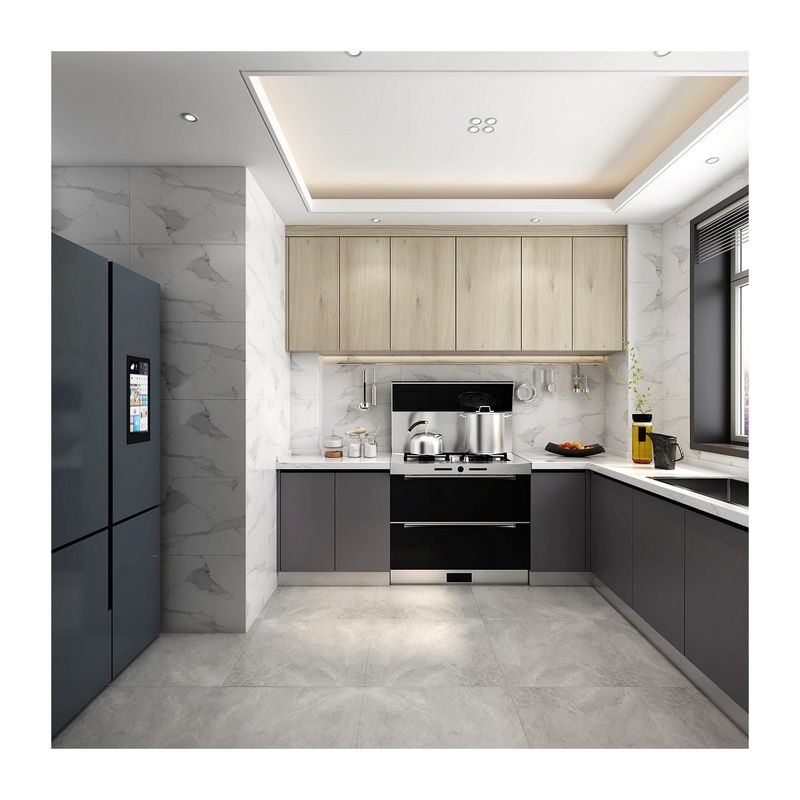 Platte rand van de plywood deur materiaal High End Waterproof Modern Design Modulaire Keukenkast