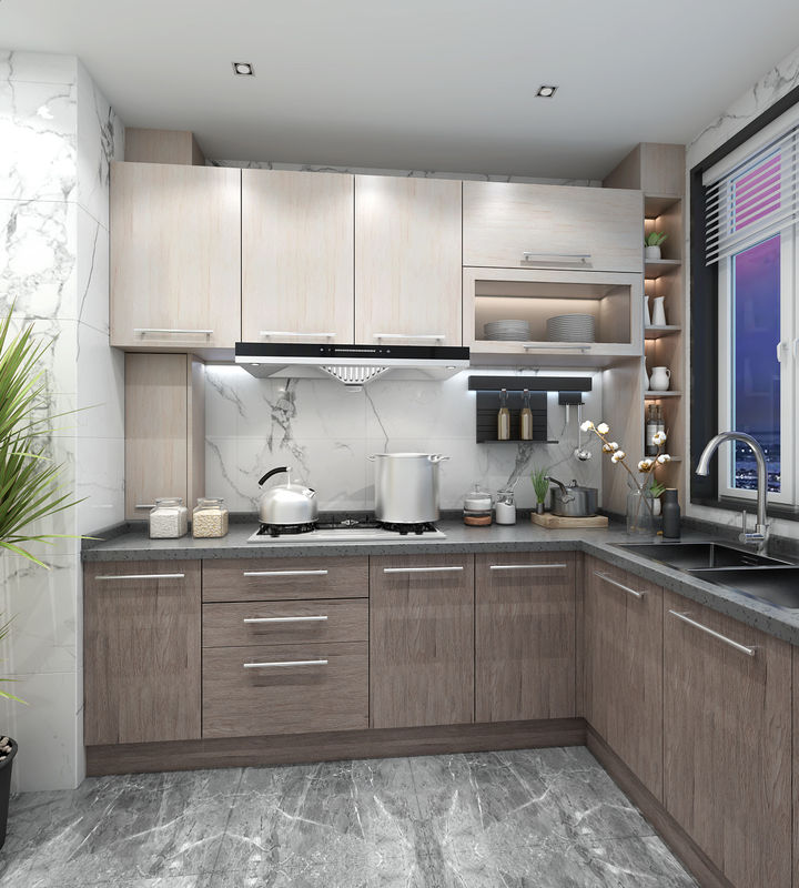 Platte rand van de plywood deur materiaal High End Waterproof Modern Design Modulaire Keukenkast