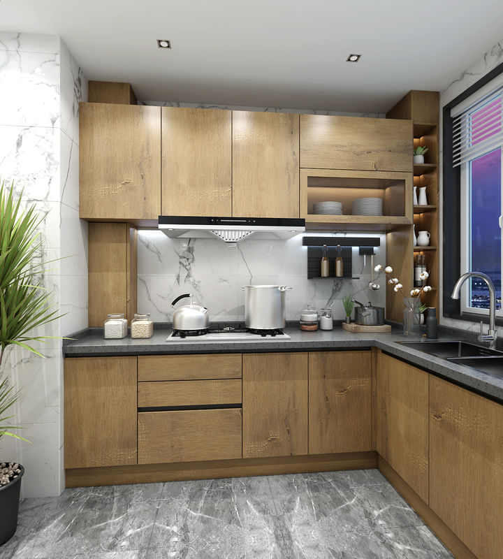 Platte rand van de plywood deur materiaal High End Waterproof Modern Design Modulaire Keukenkast