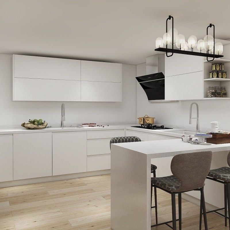 Modulaire Keukenkasten YALIG Blauwe Bar Hardware Leuchthout Board Custom Size MDF Kasten