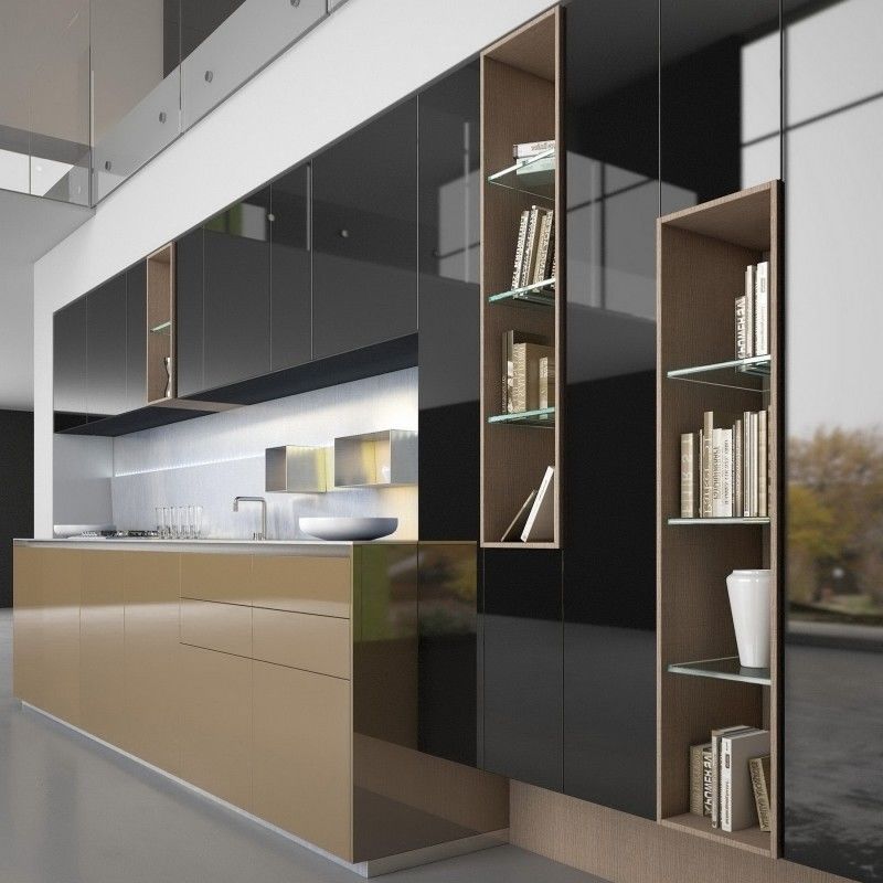 Gepersonaliseerde gemengde kleuren volledige set keuken kast kast Flat Edge UV lak afwerking