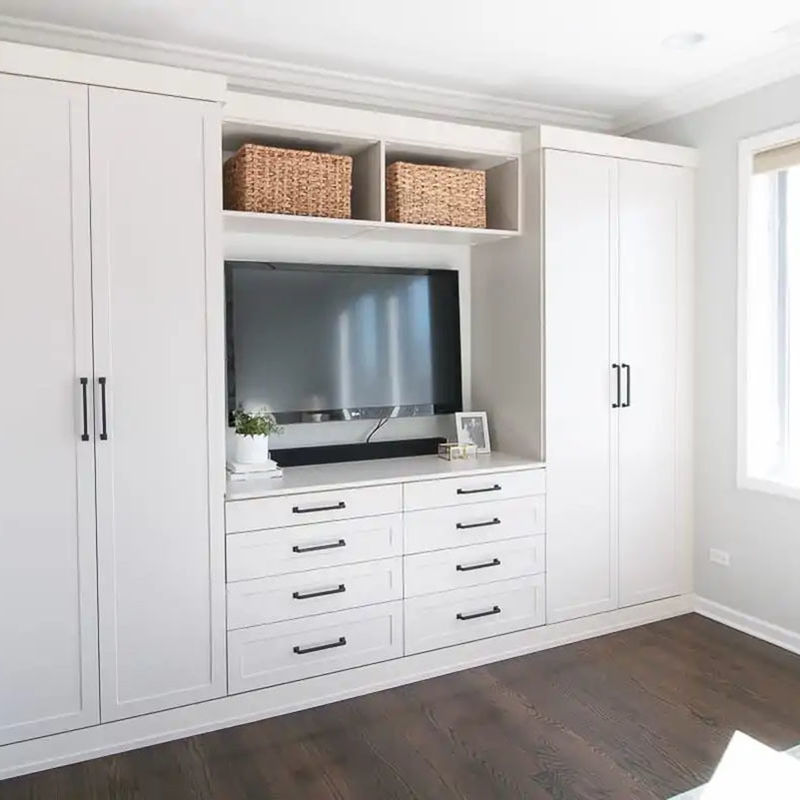 Moderne meubelset voor slaapkamer garderobe Muur ingebouwd ontwerp en 2D / 3D opties