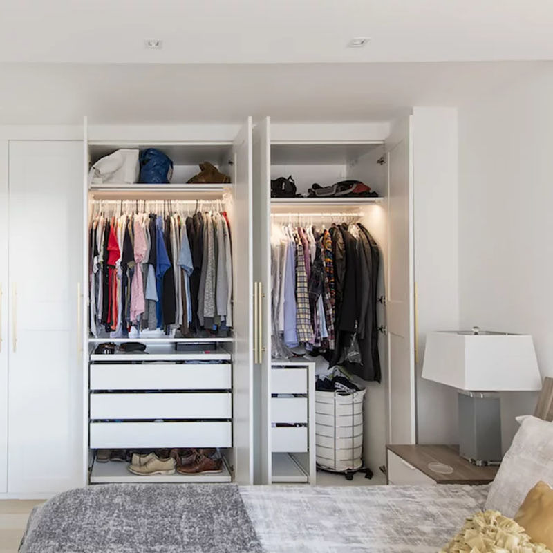 Moderne meubelset voor slaapkamer garderobe Muur ingebouwd ontwerp en 2D / 3D opties