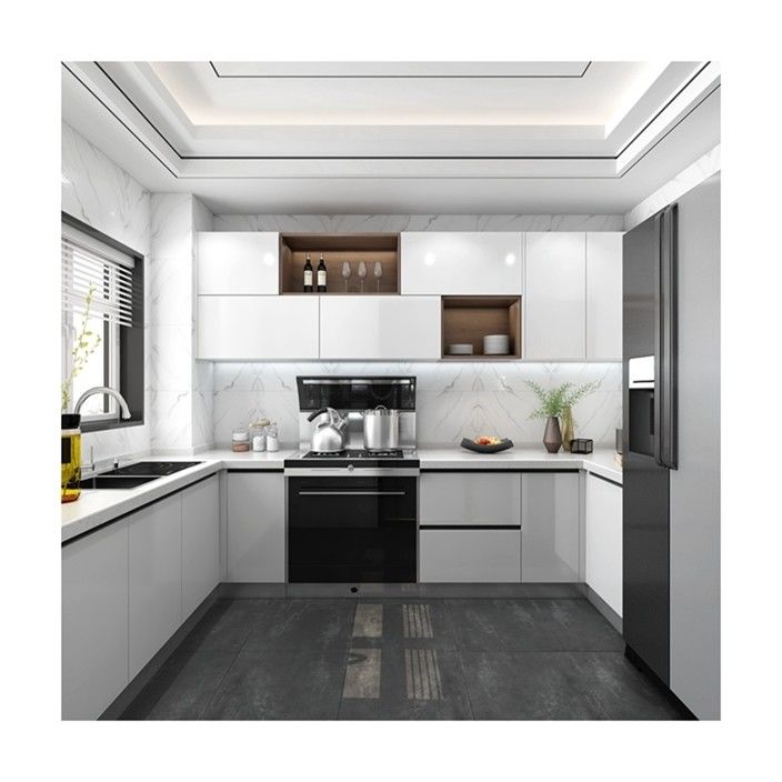 Custom Size Modern Design High End Keukenkas met eilanden en glanzende afwerking