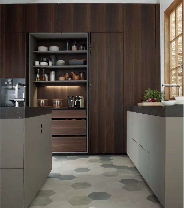 Waterdicht Branddicht Voordeel in moderne stijl veneer houten keukenkast en eiland
