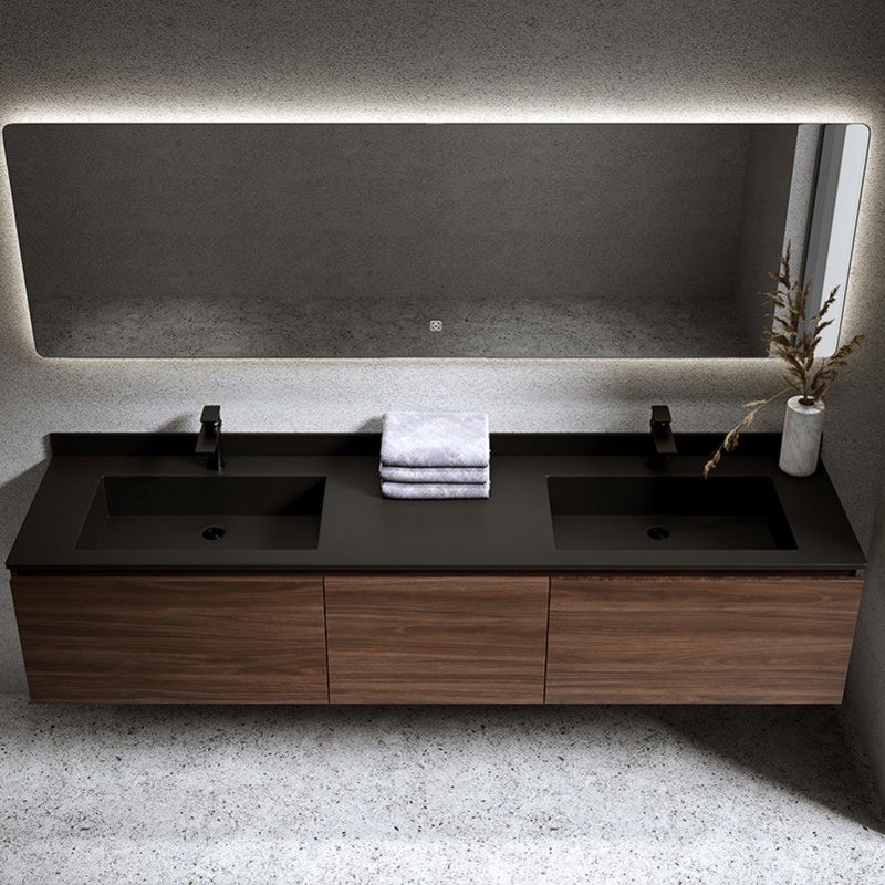 Moderne meubels Badkamer IJdele kasten met spiegeldeuren en kwartssteen toonbank