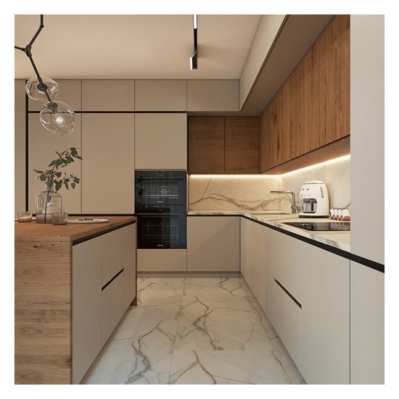 Groothandel Aanpassing Ral Kleurgrafiek Hout veneer Keukenkasten voor modern ontwerp