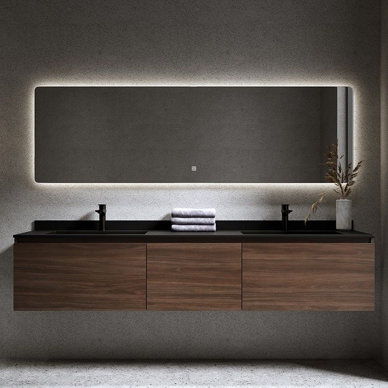 Moderne meubels Badkamer IJdele kasten met spiegeldeuren en kwartssteen toonbank