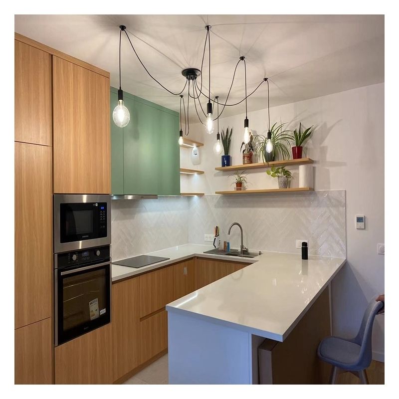 Groothandel Aanpassing Ral Kleurgrafiek Hout veneer Keukenkasten voor modern ontwerp