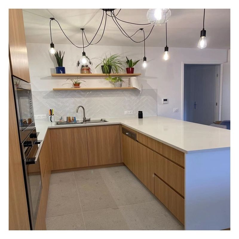 Groothandel Aanpassing Ral Kleurgrafiek Hout veneer Keukenkasten voor modern ontwerp