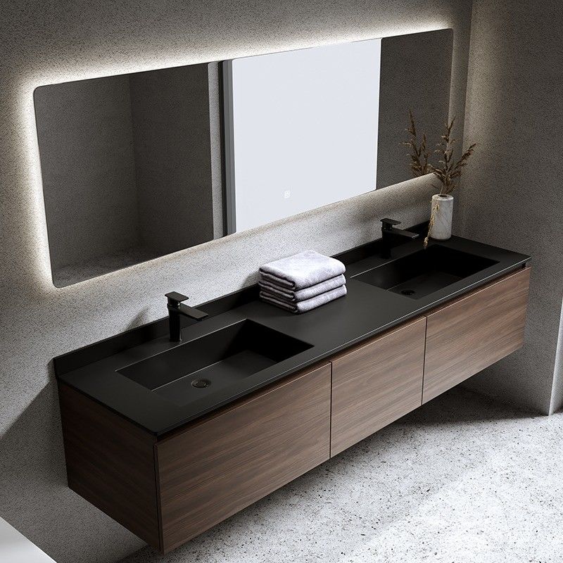 Moderne meubels Badkamer IJdele kasten met spiegeldeuren en kwartssteen toonbank