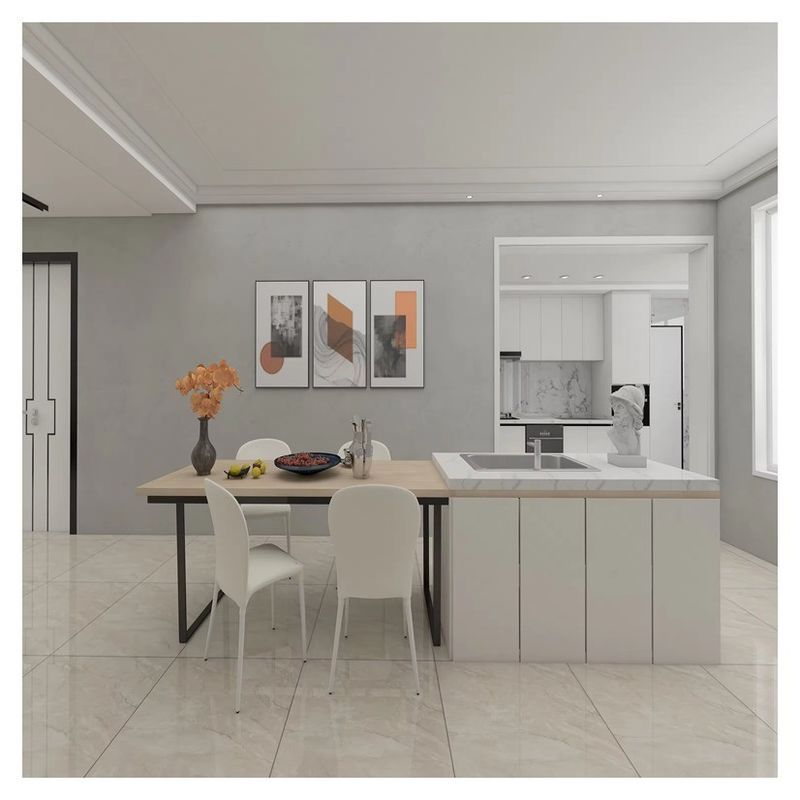 Op maat gemaakte veneer kleur wit pvc keukenkasten voor modern design op de markt