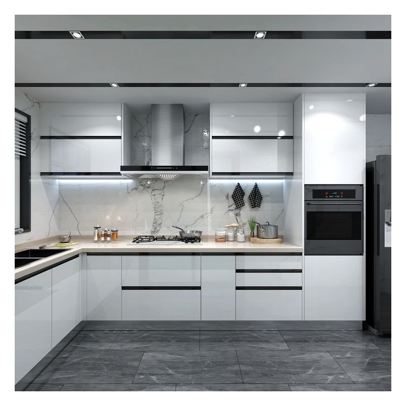 end Moderne stijl Wit massief hout lak Modulaire keukenkasten voor woningverbouwing