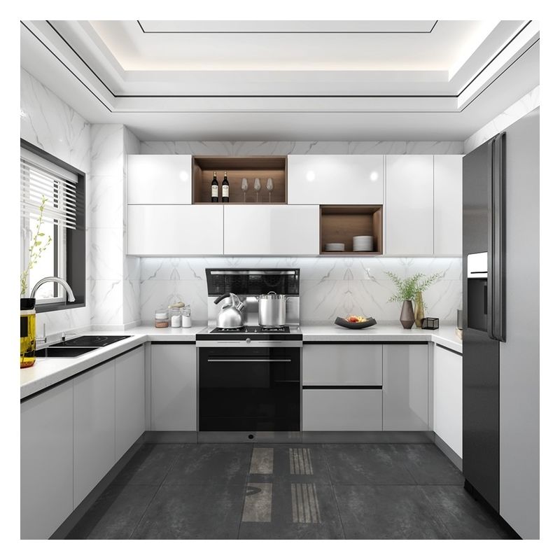 end Moderne stijl Wit massief hout lak Modulaire keukenkasten voor woningverbouwing