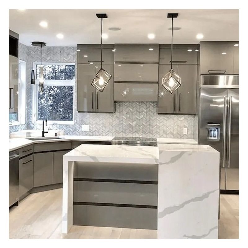 Massive Maple Wood Modern White Shaker Keukenkastjes in Custom Simple Design Flat Pack