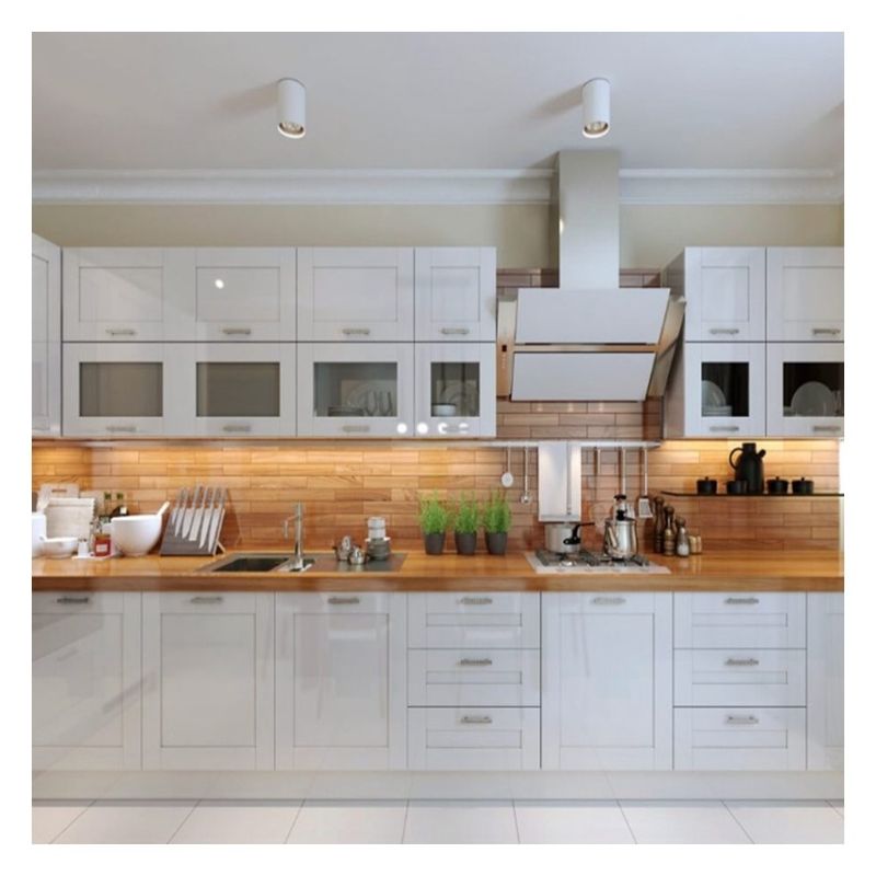 Massive Maple Wood Modern White Shaker Keukenkastjes in Custom Simple Design Flat Pack
