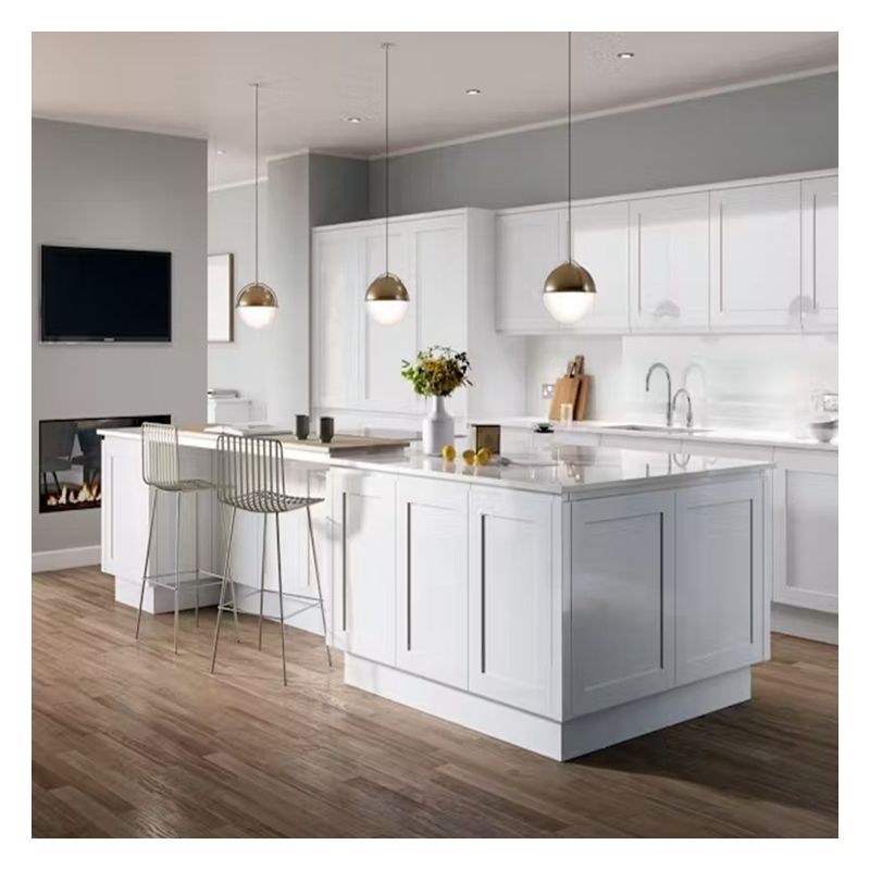 Massive Maple Wood Modern White Shaker Keukenkastjes in Custom Simple Design Flat Pack