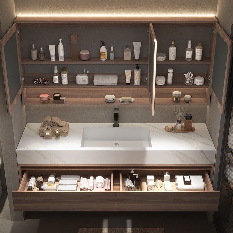 Quartz Stone Countertop Moderne wand gemonteerde dubbele gootsteen