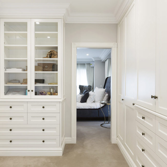 Beste Walk In Open Style Witte Houten Laminate Kledingkast voor Slaapkamer Slaapkamer Luxe