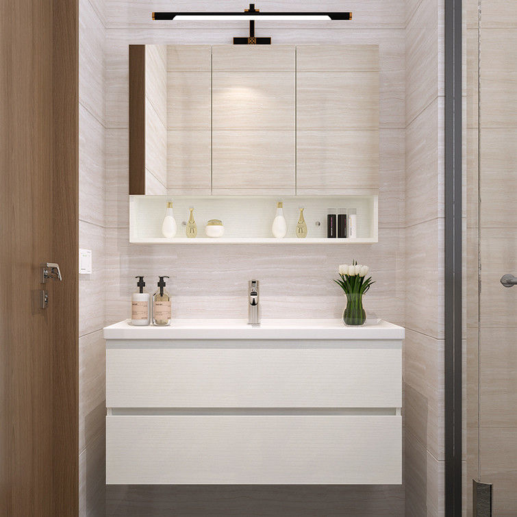 Moderne Euro-stijl Massivhouten vrijstaande badkamer vanity met PVC / lak deur afwerking