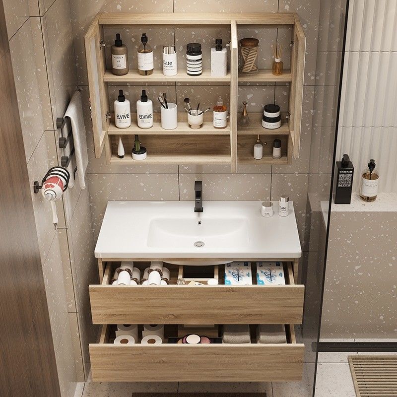 Moderne Euro-stijl Massivhouten vrijstaande badkamer vanity met PVC / lak deur afwerking