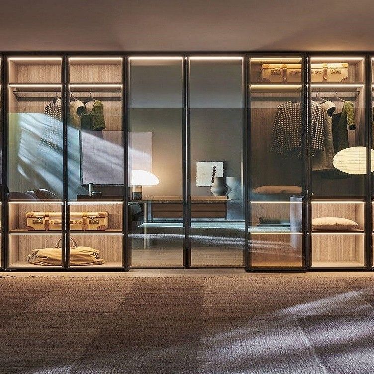 YALIG Houten kast met moderne glazen deuren