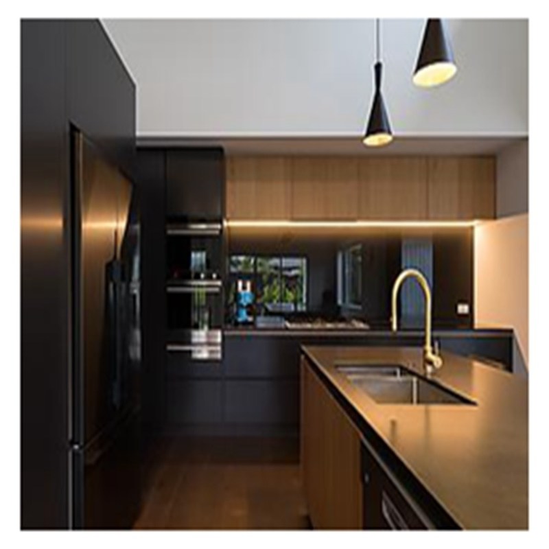 Modulaire keukenkasten Korting Donkere melamine borddeuren voor grote keukens