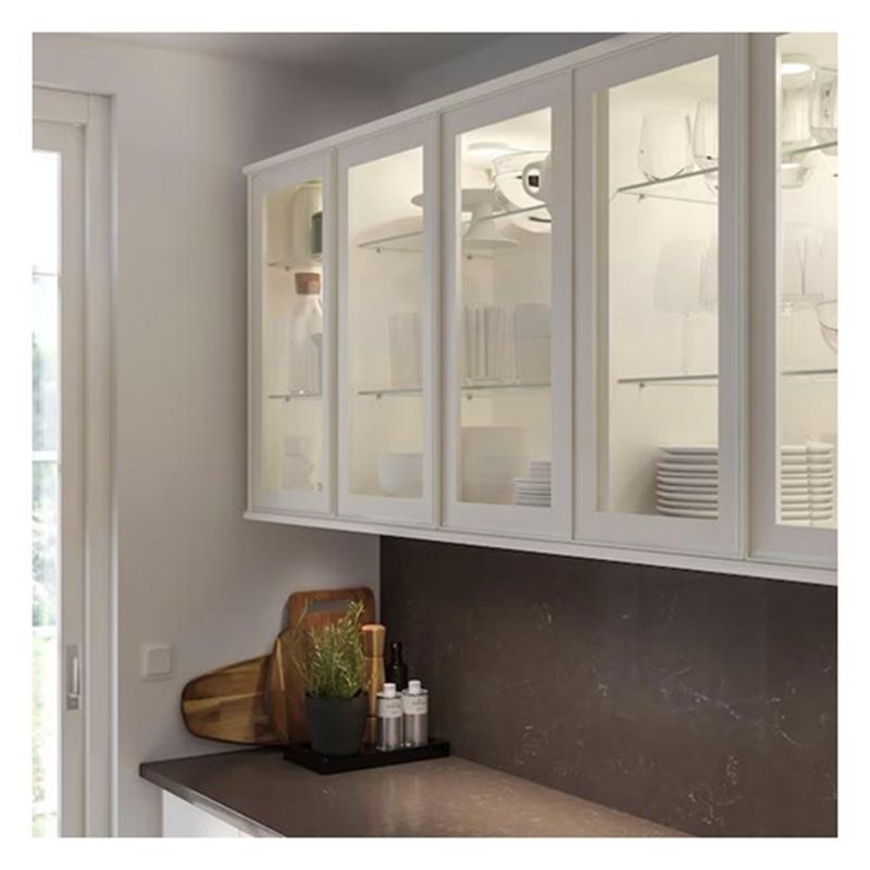 Verkoop witte aluminiumbedekte glazen modulaire keukenkasten met MDF-deurmateriaal