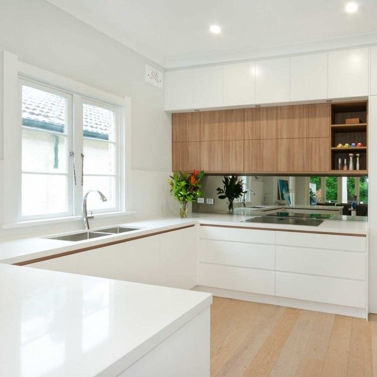 Modulaire keukenkastjes Op maat gemaakte veneer kleur Houten lakke keukenmeubelset