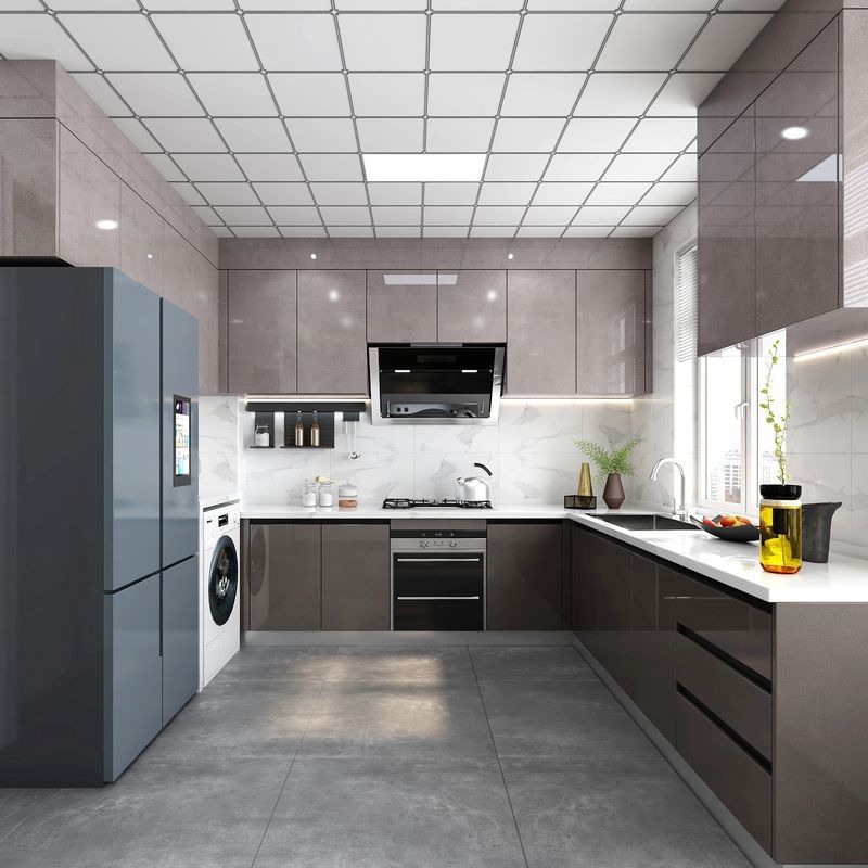 Moderne keukenkasten met waterdicht vuurdicht voordeel en fineer afwerking