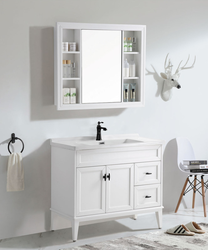Moderne ontwerp Witte houten badkamer vanity kast voor in MR-MDF karkasmateriaal