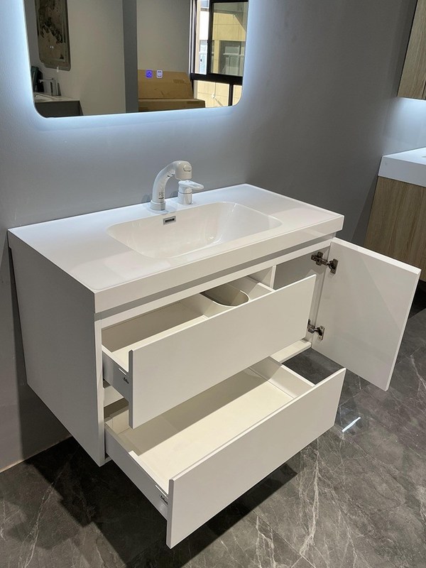 Moderne ontwerp Witte houten badkamer vanity kast voor in MR-MDF karkasmateriaal